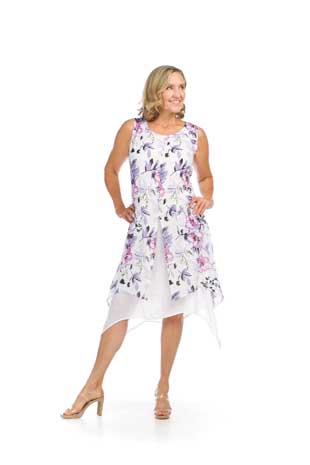 PD-16636 - FLORAL LAYERED MIDI DRESS  - Colors: AS SHOWN - Available Sizes:XS-XXL - Catalog Page:9 